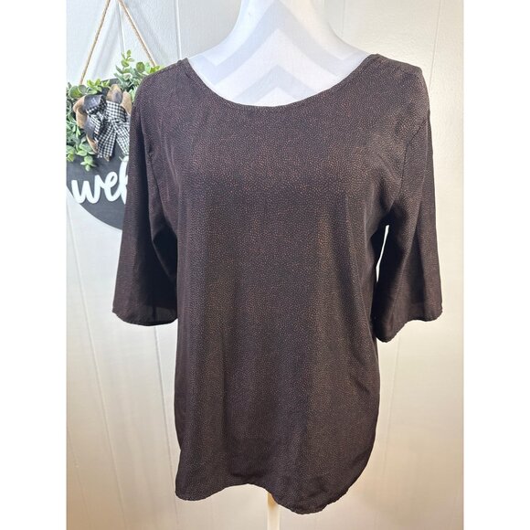 Zara Basic Womens XL Polka Dot Black & Red 3/4 Sleeve Blouse - Picture 2 of 7